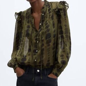 Mango Satin Print Blouse